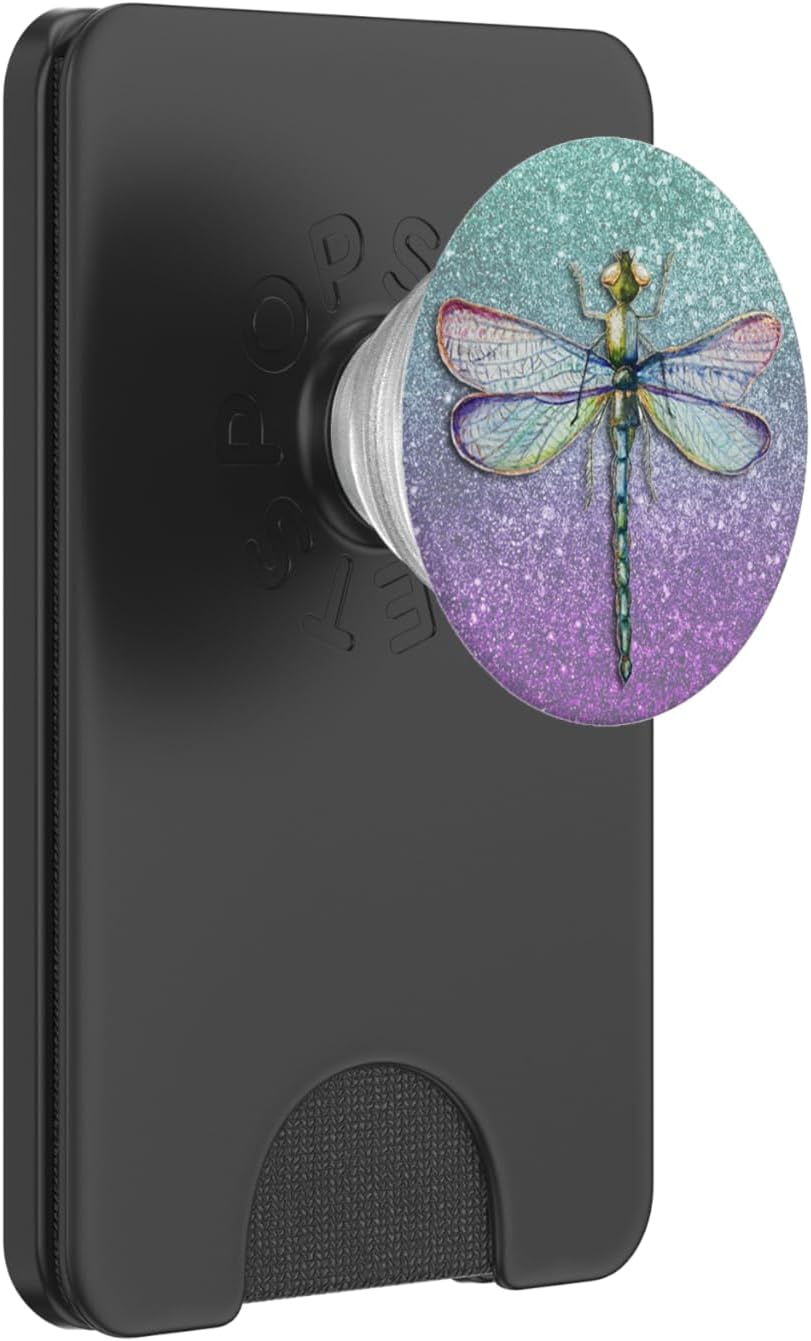 Pastel Lilacs Dragonfly on a Blue and Purple Background PopSockets PopWallet for MagSafe