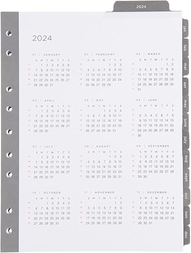 russell+hazel Mini pestañas de mes de julio de 2023 a diciembre de 2024, insertos de carpeta, 6.375 x 8.375 pulgadas, 18 hojas disponible en Yaxa Peru