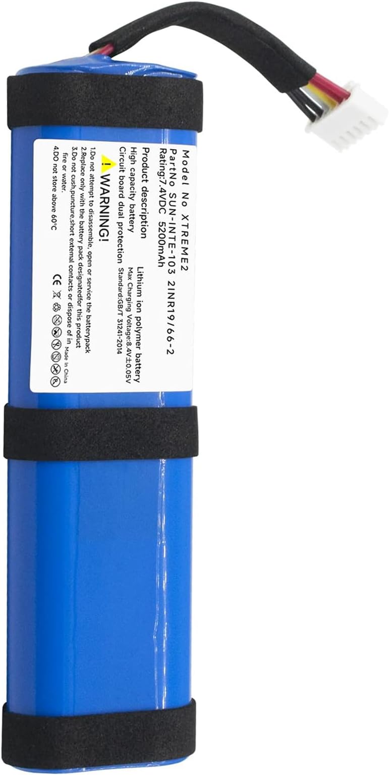 5200mAh Lithium Battery for JBL Xtreme 2, Xtreme 3, SUN-INTE-103 2INR19/66-2 GSP-2S2P-XT3A Bluetooth Wireless Speaker