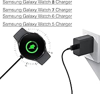 Vista 4 de Cargador de reloj compatible con Samsung Galaxy Watch 8/8 Classic, 7/6/Ultra, 5/5 Pro/4/4/6 Classic/3/Active 2/Active 1, adaptador y cable de carga