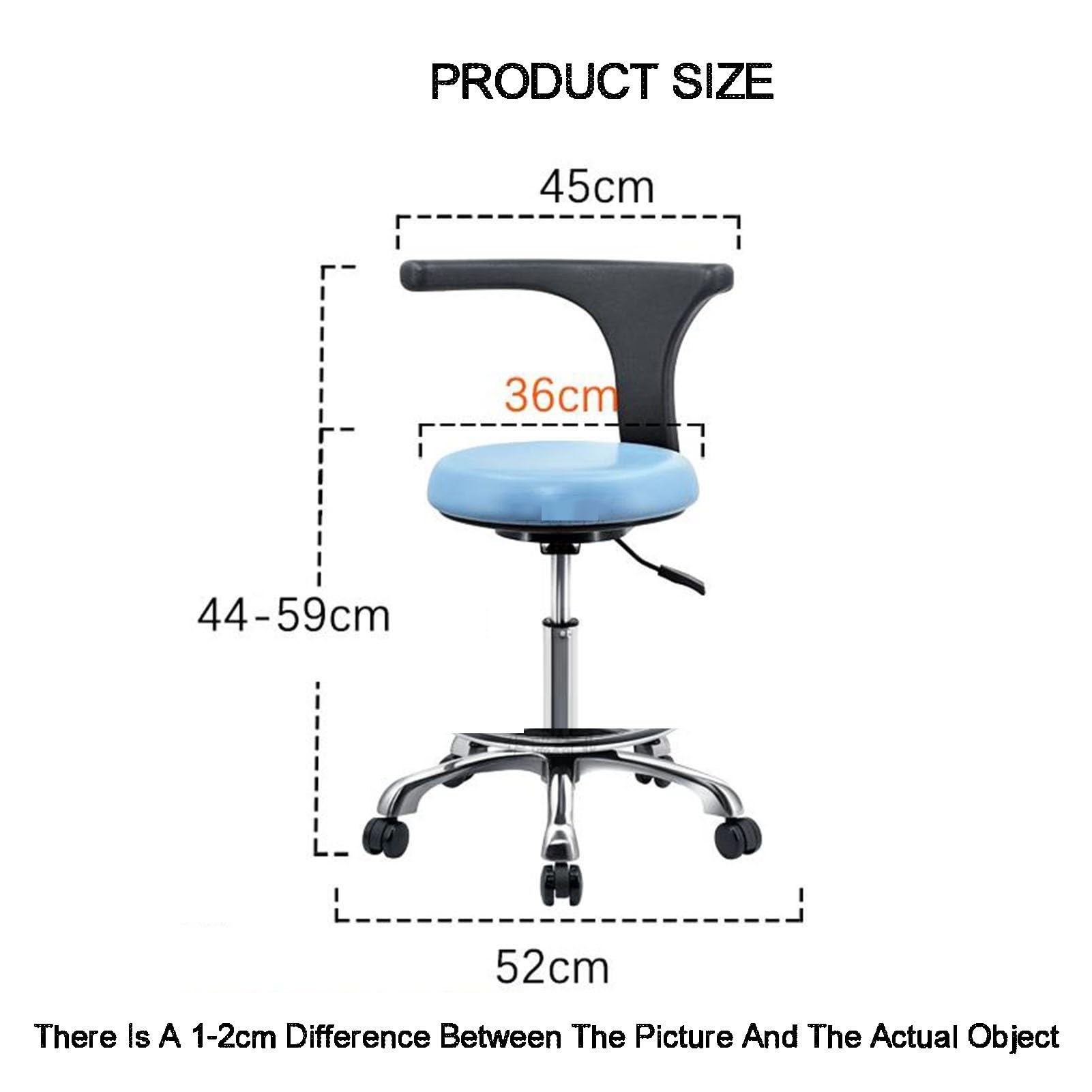 Sgabello da sella con supporto posteriore e ruote, sedia girevole regolabile per salone, spa, massaggi, tatuaggi, design ergonomico per comfort e mobilità