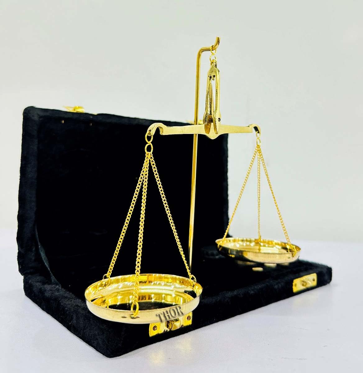 Brass Decorative Weighing Scale Set Golden and volvet Collectible Brass Weight Scale Home Decor Antique Weight Balancing Scale Taraju