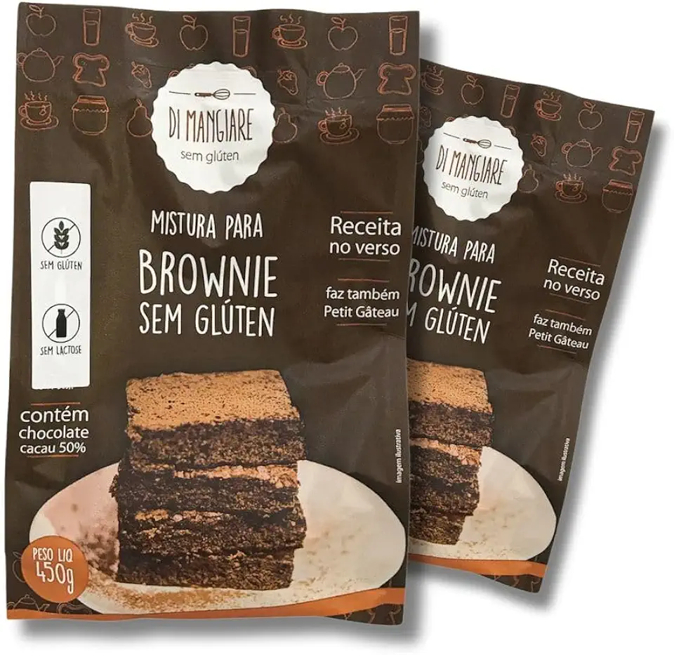2 un. Mistura para Brownie Di Mangiare 450g Sem Glúten, Sem Leite e Sem Ovo