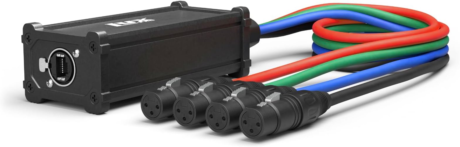 4-Channel XLR Professional Audio Snake 3-Pin Multi Network Breakout for Stage & Recording Studio â€“ XLR Female Configuration