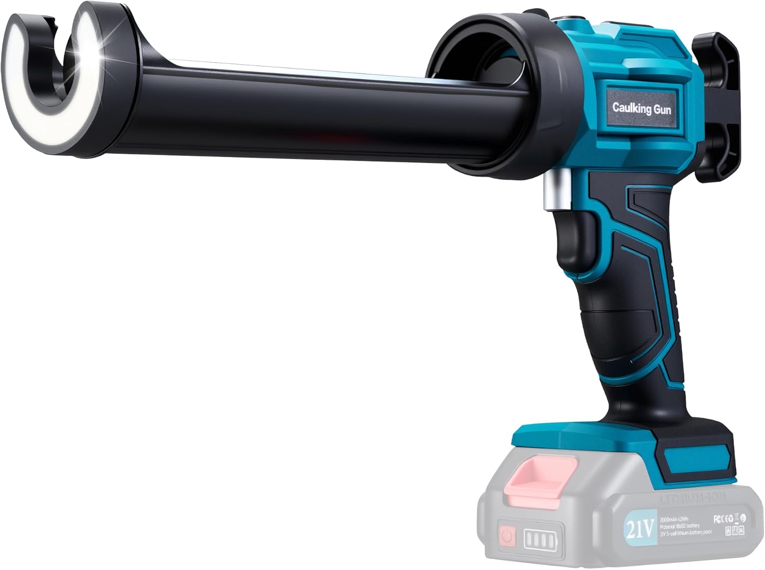 Electric Caulking Gun Compatible with Makita18V-21V Batteries, 4 Adjustable Speeds up to 190 mm/min, 450LM built-in LED Light, Dripless Caulking Gun Cordless for Filling, Sealing(Tool only)