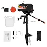 HANGKAI 2 Stroke 3.6HP 55CC Outboard Motor Heavy Duty Boat Engine Water Cooling CDI Inflatable Boat Motor Marine Boat Engine Manual Tilt Water Cooling Clutch Control