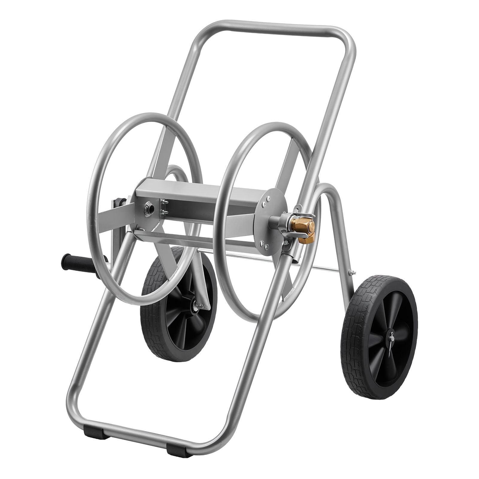 vevor hose reel cart, 200/300 ft high-pressure garden hose cart, hoses reel carts with two wheels, handle & heavy-duty mesh storage basket, portable hoses reels for garden watering, car washing