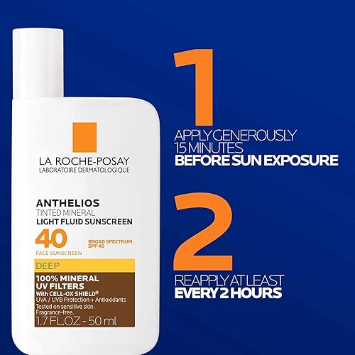 Miniatura 7 de La Roche-Posay Anthelios Sunscreen SPF 50, Ultra-Light Fluid Broad Spectrum SPF 50, Face Sunscreen with Titanium Dioxide Mineral, Lightweight &