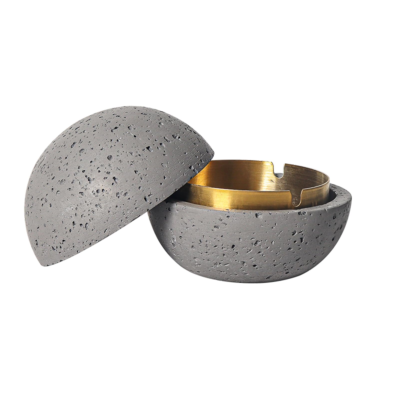 Cutfouwe Cubo de basura con tapa de hormigón + acero inoxidable Φ12.5 cm x alto 10.8 cm -impermeable/resistente al viento, gris