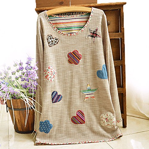 Blusa feminina Diamondo Fresh Hearts Flowers estampada gola redonda (Ásia GG)