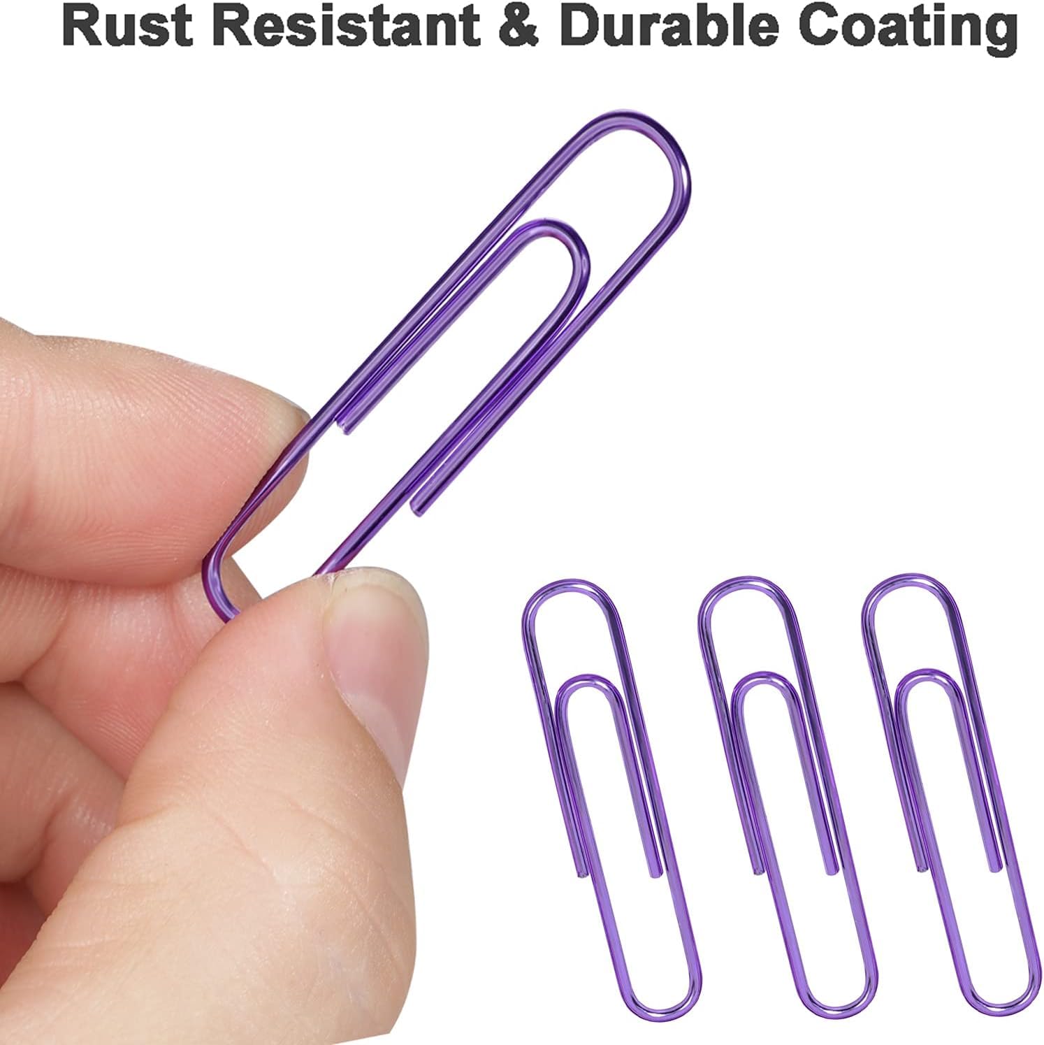 Vinaco Lot de 100 trombones lisses violets de 50 mm, revêtement durable et résistant à la rouille, pour le bureau, l'organisation de documents scolaires