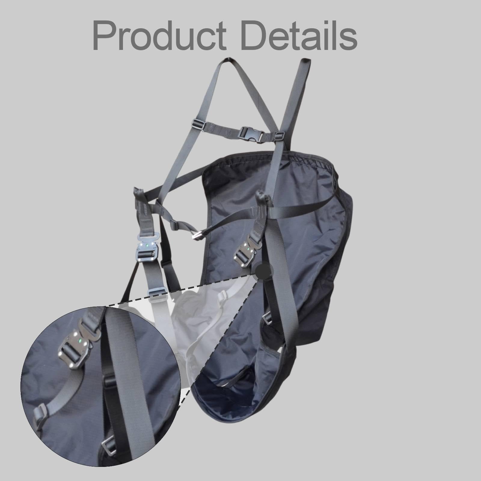 Amagogo Bolsa para arnés de Entrenamiento de Parapente Cómoda Portátil Fácil instalación Asiento de Repuesto Estable para manejo en Tierra de Parapente, Negro