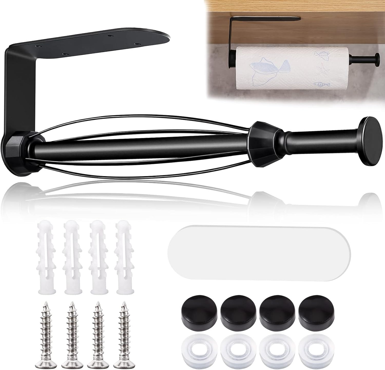 Porte-rouleau Essuie-tout En Acier Inoxydable - Fixation Adhésive Sans Perçage - Pour Sous Meuble De Cuisine Ou Mur - Support Jusqu'à 25 LB