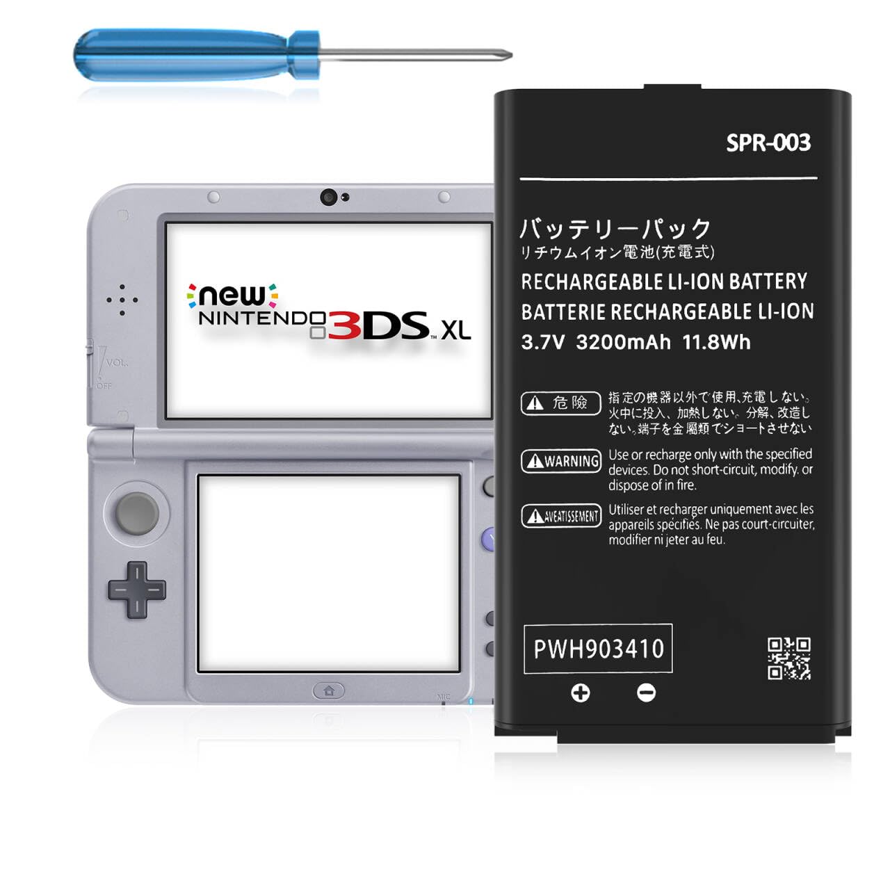 SPR-003 Battery, (𝟮𝟬𝟮𝟰 𝗡𝗲𝘄 𝗨𝗽𝗴𝗿𝗮𝗱𝗲) Ultra High Capacity 3200mAh Li-ion Replacement Battery for Nintendo 3DS XL 3DS LL SPR-003 and New 3DS XL RED-001 Console
