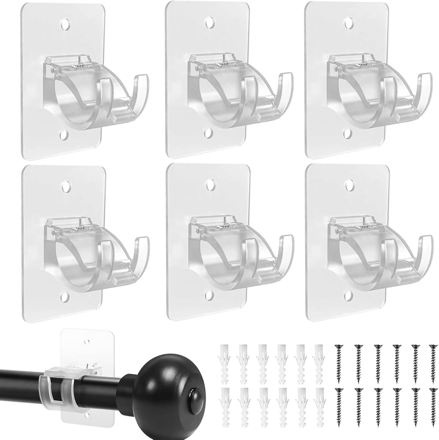 HXLVENDORS No Nail Curtain Rod Brackets,Self Adhesive