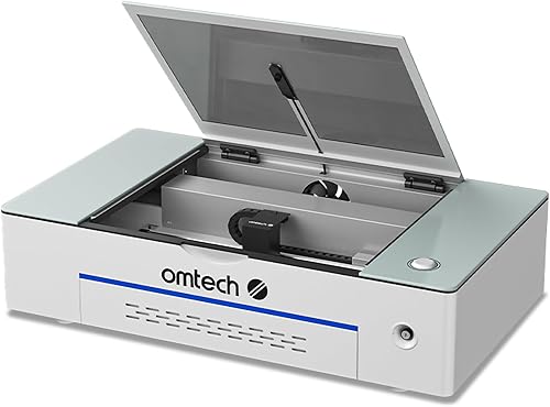 OMTech Polar - Grabador láser de escritorio de 50 W, máquina de grabado láser de CO2 de 12 x 20 con 2 ejes giratorios, extractor de humos de cámara