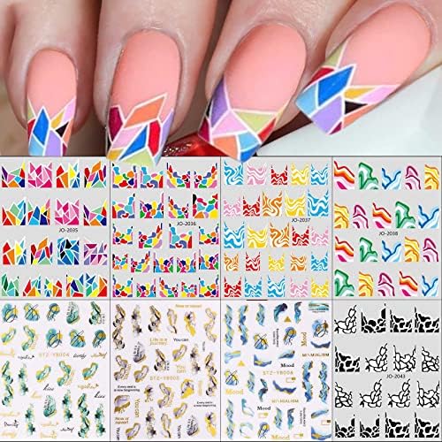 9 Sheets Marble French Tip Nail Art Stickers Decals Self