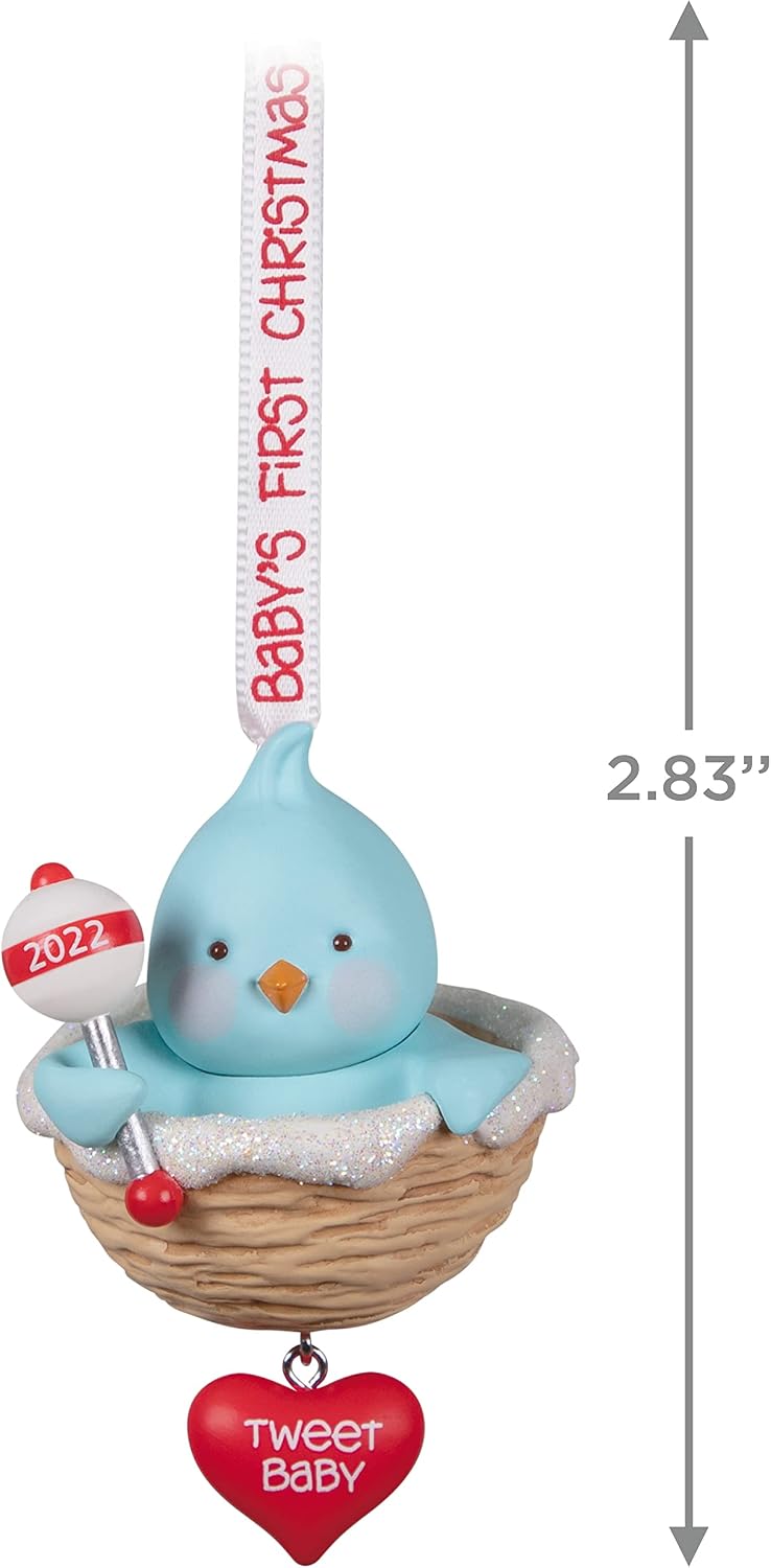 Hallmark Keepsake Plastic Christmas Ornament 2022 Year-Dated, Baby Boy’s First Christmas, Blue Bird