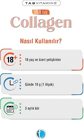 TABVITAMINS All in Collagen 30 Servis Aromasız Hidrolize Kolajen Peptitleri Tip 1 Tip 2 Tip 3 Tip 5 Tip 10 Akasya Gamı Yumurta Kabuğu Zarı Bromelain Hyaluronik Asit Vitamin C Magnezyum