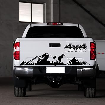 Truck Tailgate Decal Sticker 4X4 Mountains Graphic Vinyl Body Sticker for Pickup Off-Road Exterior Decoration Accessories 59" x 10.6"Black