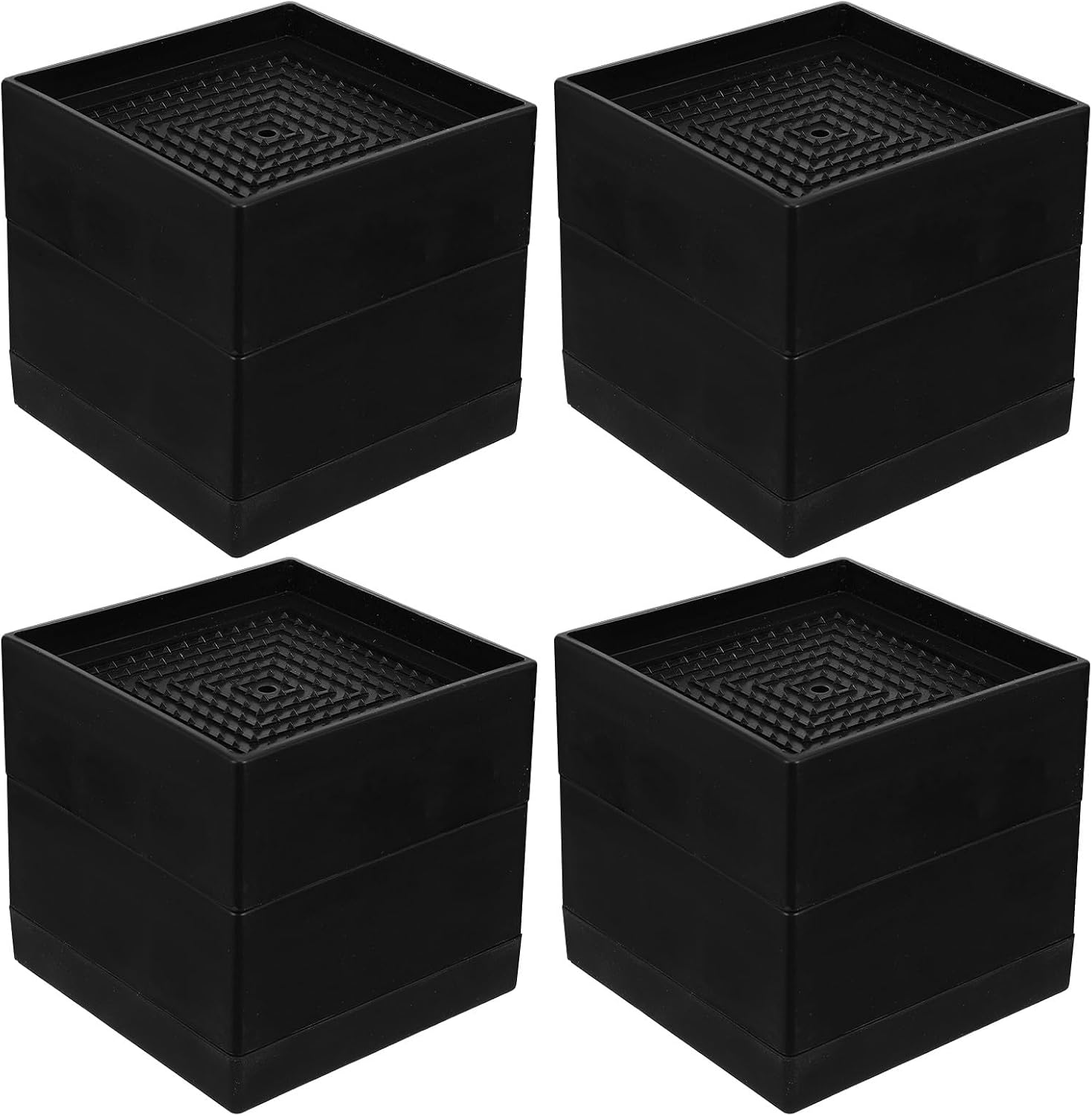4pcs Furniture Risers - Bed Risers Heavy Duty Stackable Bed Raisers for Table Desk Couch Chair Sofa Cabinet Legs Lift Height Black