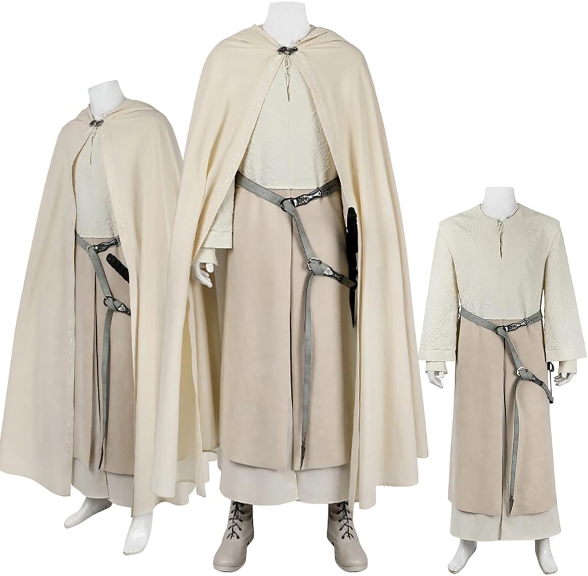 Adult Wizard Costume Robe Belt Hooded Cloak Bag Uniform Mens Gandalf Cosplay Cape Hat for Halloween