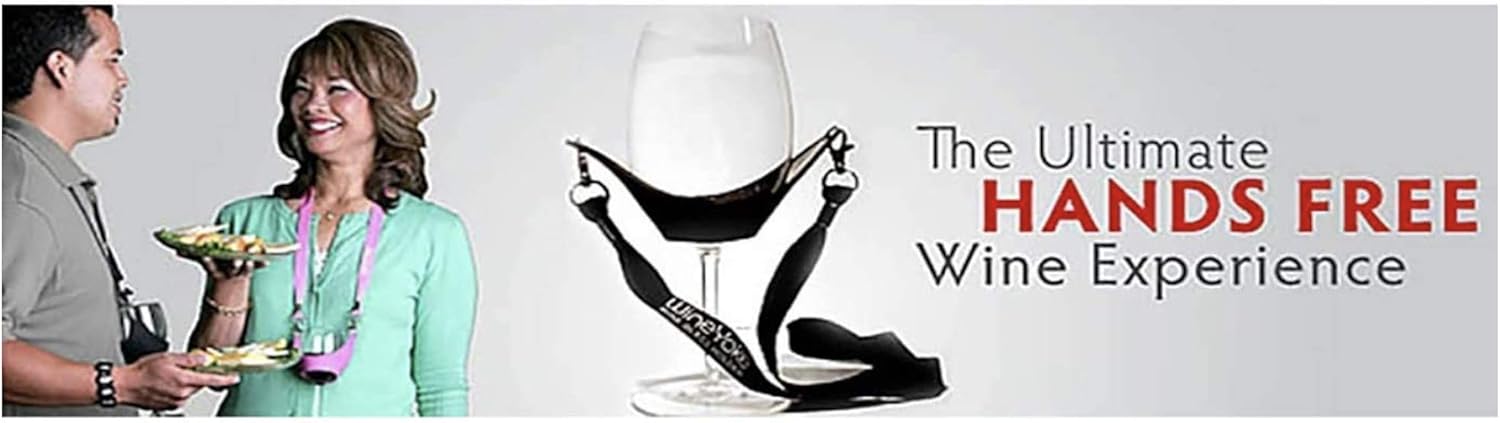 Party Time Hand Free Wine Glass Holder Necklace - Set of 4 (BLACK)