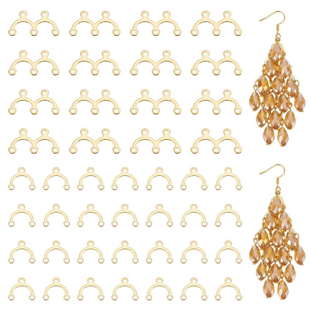 Connecteurs pour fabrication de colliers et boucles d'oreilles en acier doré 100pcs