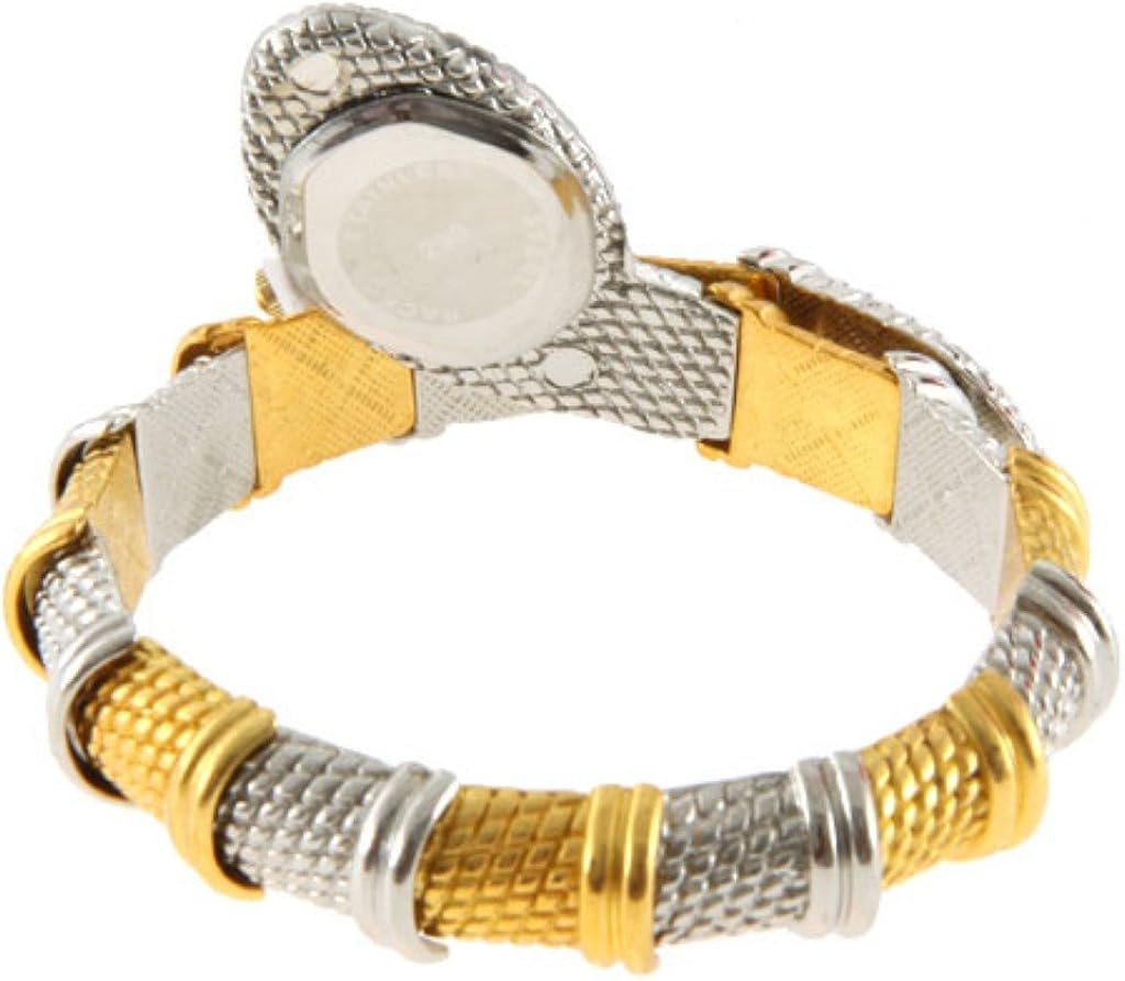 Vista 4 de Soleasy Reloj de pulsera con forma de serpiente para mujer Cuarzo Oro-Plata WTH0200, Oro, Moderno