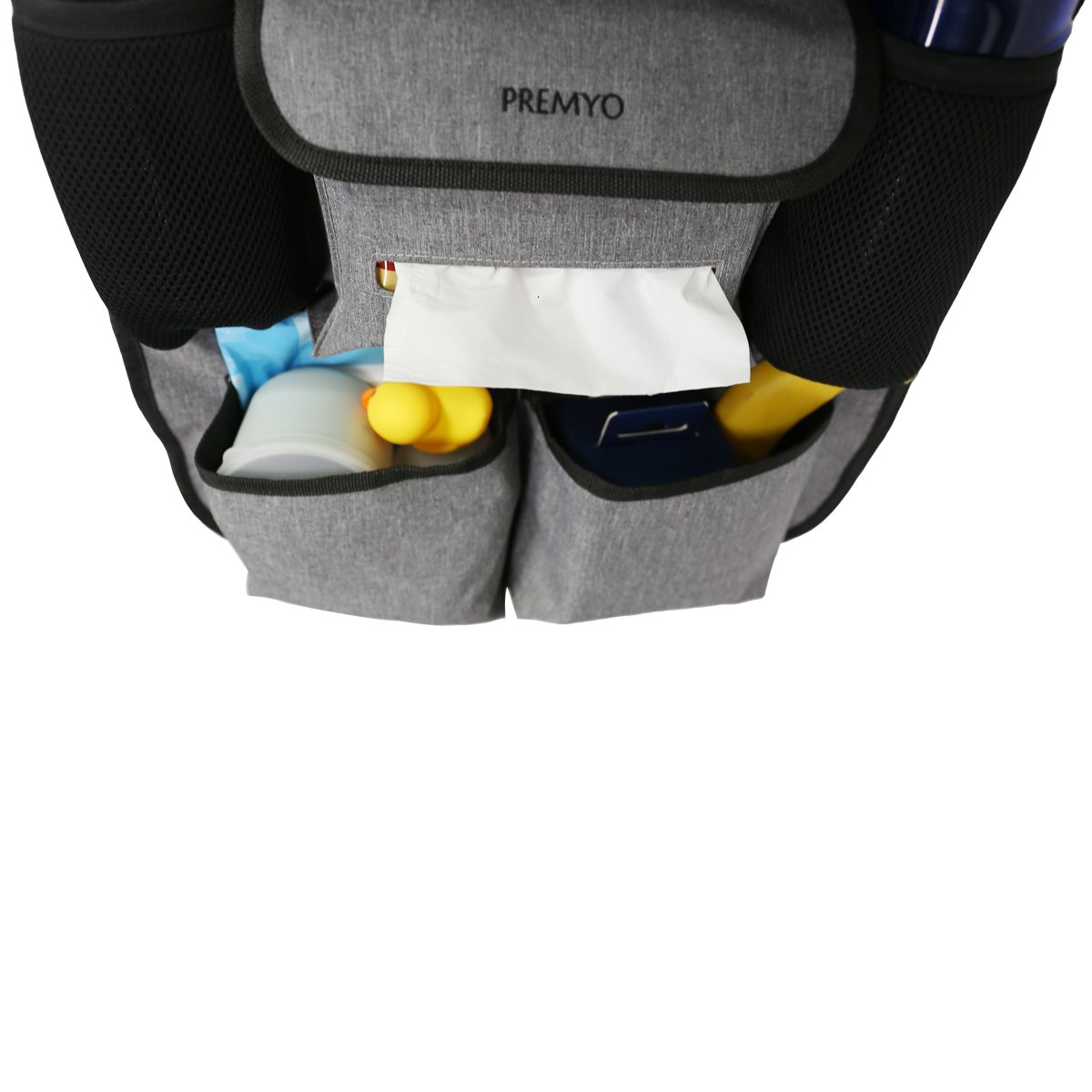 PREMYO Organizador para Coche Protector de Asiento Trasero Respaldo Protección Patadas con Bolsillo para Tablet Soporte Bebidas Impermeable Robusto