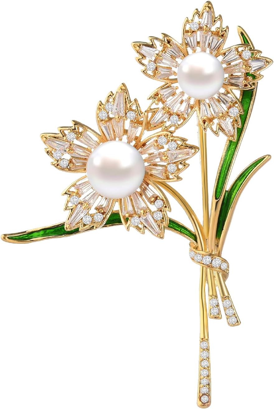 Pearl Brooch Broches Jewelry For Women Fashion Christmas Gifts Wife Mom Girlfriend, Anniversary Birthday Fine Jewelry Gifts for Her