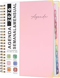 Agendas Agenda 2026(Ene.-Dic.), Planificador Español Semanal y Mensual Con Pestañas de Colores Espiral