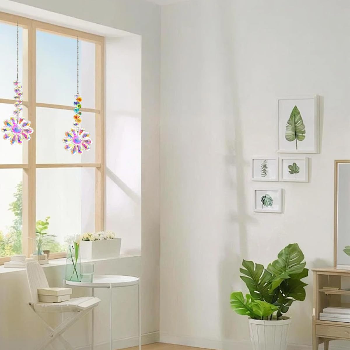 2 PCS Crystal Sunflower Suncatchers Hanging Ornaments Colorful Flower Sun Catcher Prisms Rainbow Maker Window Sun Catchers for Windows Hanging Indoor Outdoor Balcony Aesthetic Home Patio Garden Decor - Image 4