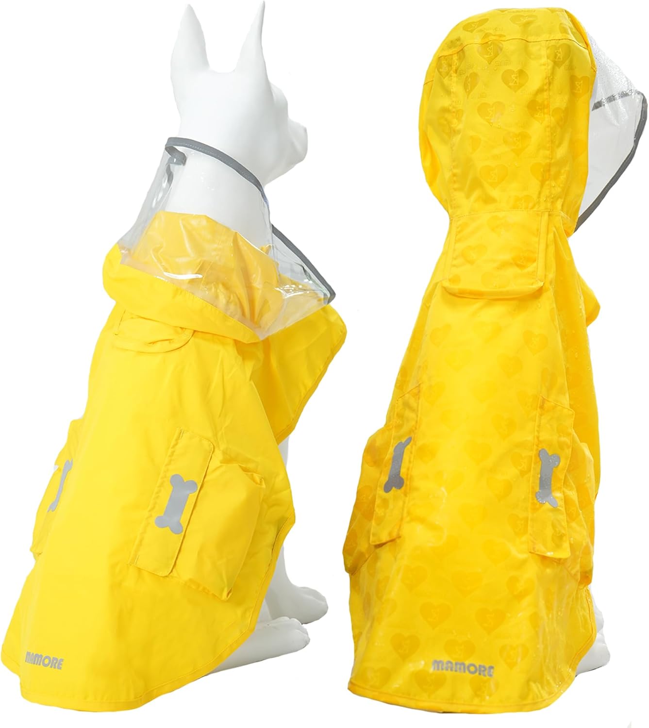 Dog Raincoat,Waterproof Rain Poncho with Hoodie, High Reflective Adjustable Pet Rain Jacket with Leash Hole for Small Medium and Large Dogs (Yellow(Water-Reactive Hydrochromic), XX-Large: 55-70lbs)