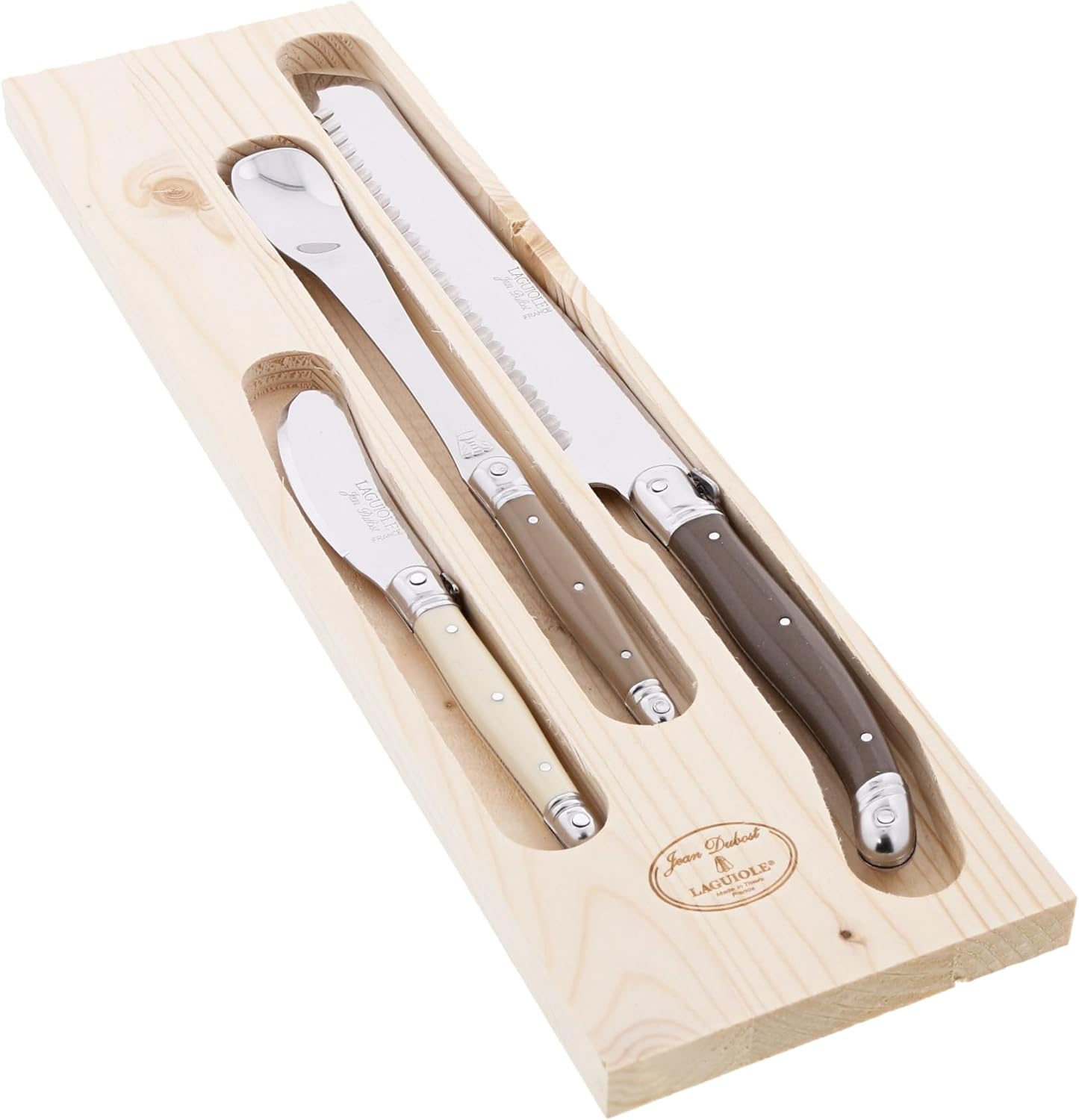 Jean Dubost Breakfast Set with Linen Handles in Grey Box