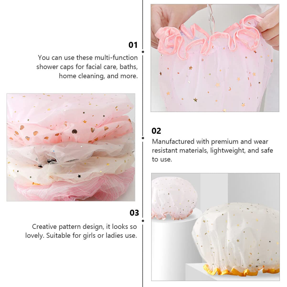 Healvian 12piezas Gorro De Ducha Para Adultos De Pastel Para Spa y Uso Doméstico Diseño Elegante y Divertido Para Cuidado Del Cabello