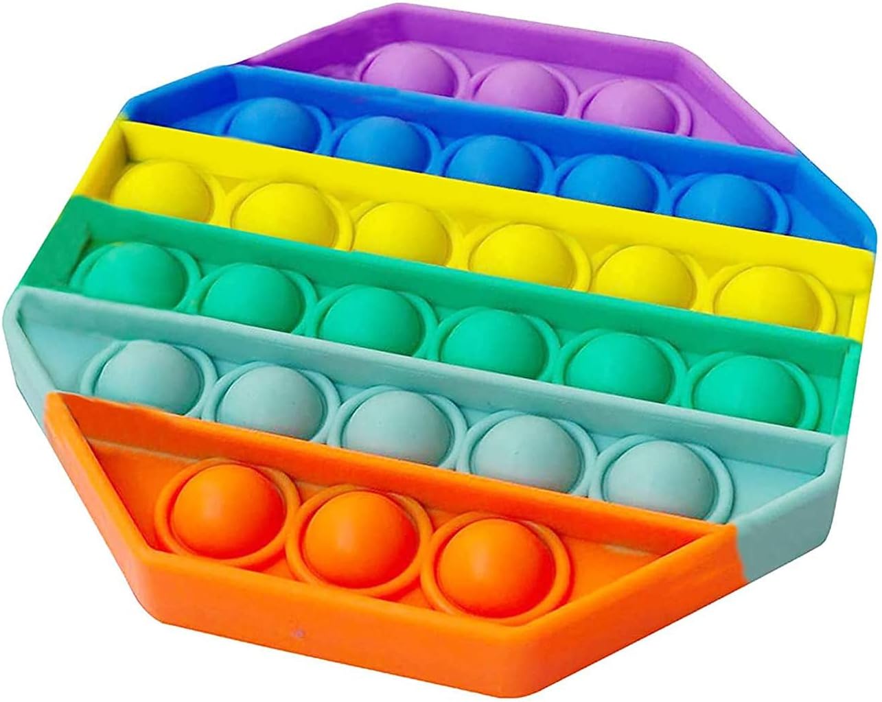 ECVV Push pop Bubble Sensory Fidget Toy, Autism Special Needs Stress Reliever Anxiety Relief Toy, Silicone Squeeze Sensory Toys for Kids and Adults Rainbow (Octagonal)