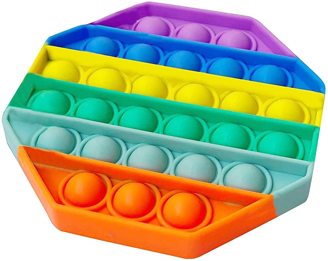 ECVV Push pop Bubble Sensory Fidget Toy, Autism Special Needs Stress Reliever Anxiety Relief Toy, Silicone Squeeze Sensory Toys for Kids and Adults Rainbow (Octagonal)