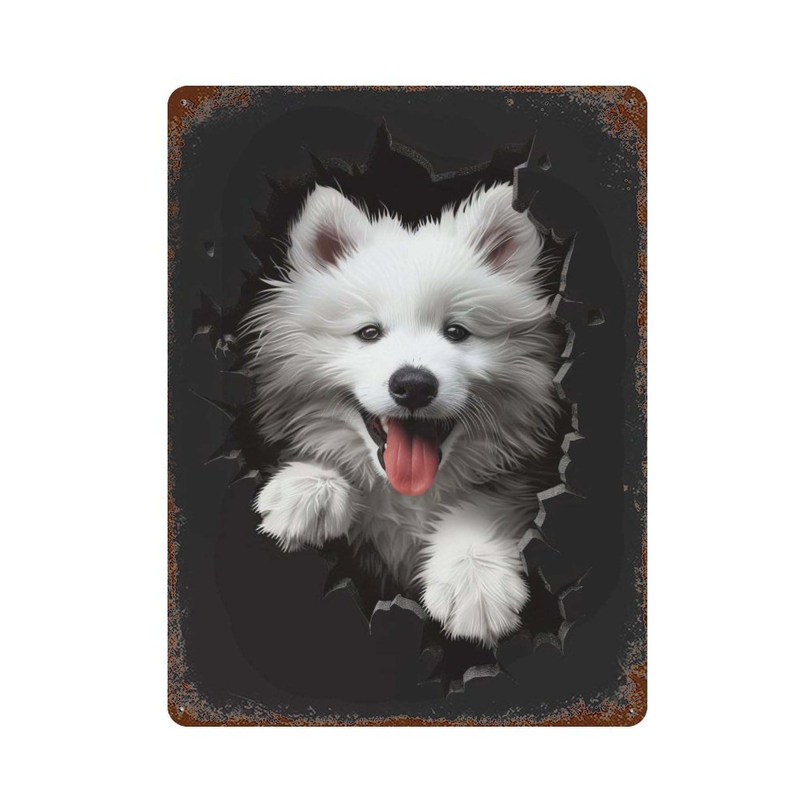 Samoyed Rusty Metal Tin Sign 15.7"x11.8", Ideal for Farmhouse, Kitchen And Entryway Decor