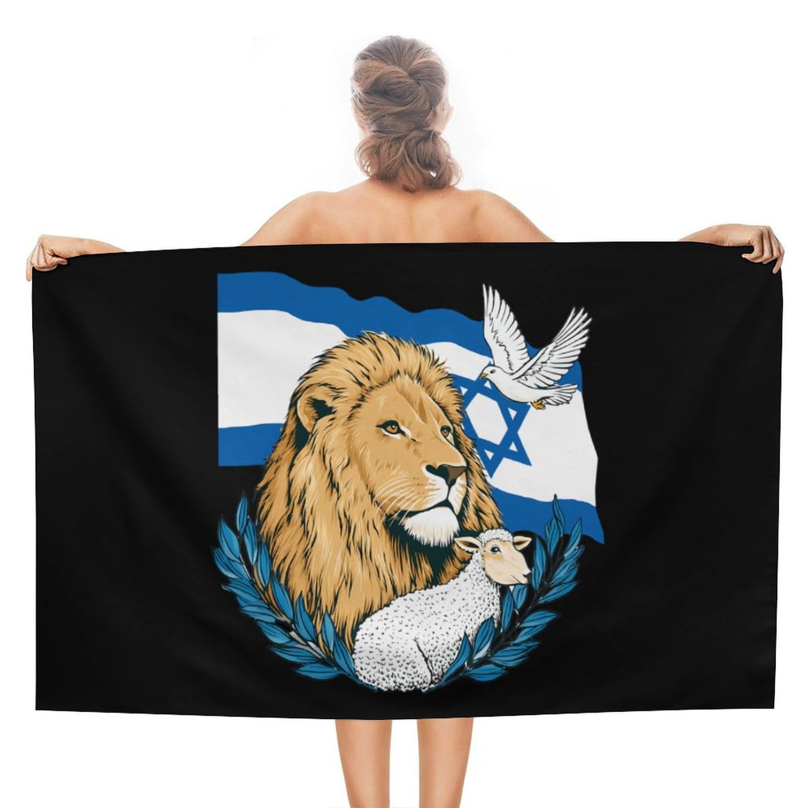 CGSBNGHA Jewish Israel Lion Dove Beach Towels Soft Bathroom Bath Pool Swim Towels for Women Men