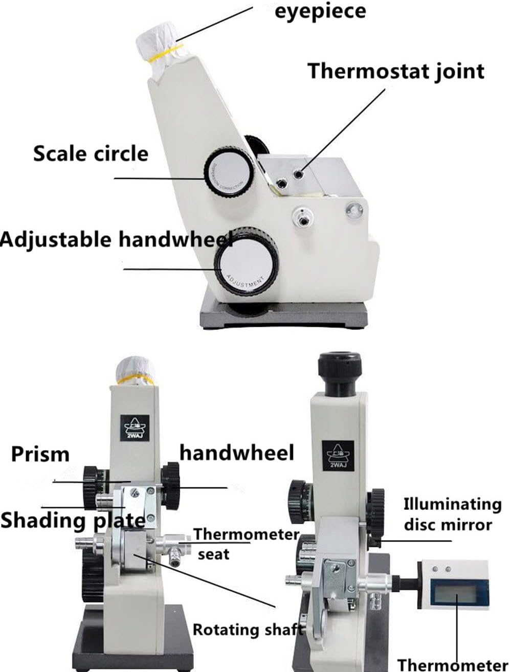 Abbe Digital LCD Refractometer 0-95% Brix & 1.300-1.700 ND Lab Monocula