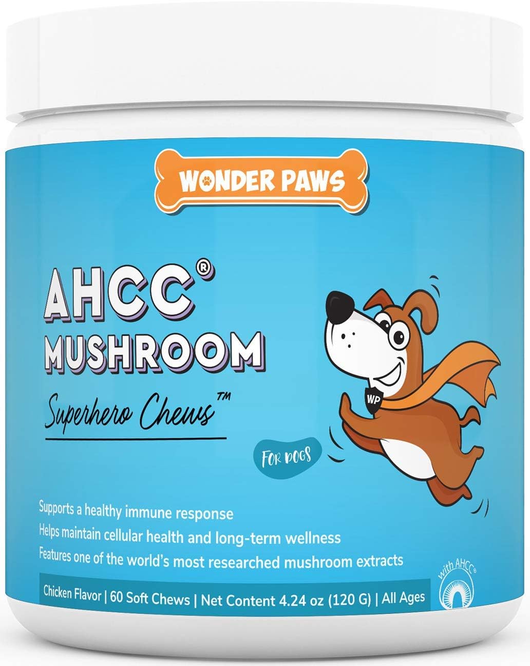 Amazon Com Wonder Paws Premium Immune Support Supplement For Dogs Mushroom Supplement For Dogs With Ahcc Mushroom Complex Immune Health For Dogs Cellular Health Digestion 60 Mushroom Chews Pet Supplies