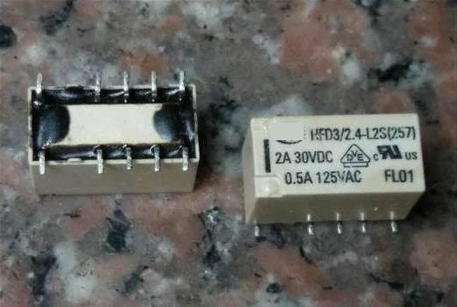 Relé HFD3 2.4-L2S de 10 pines y dos bobinas para circuitos electrónicos 3