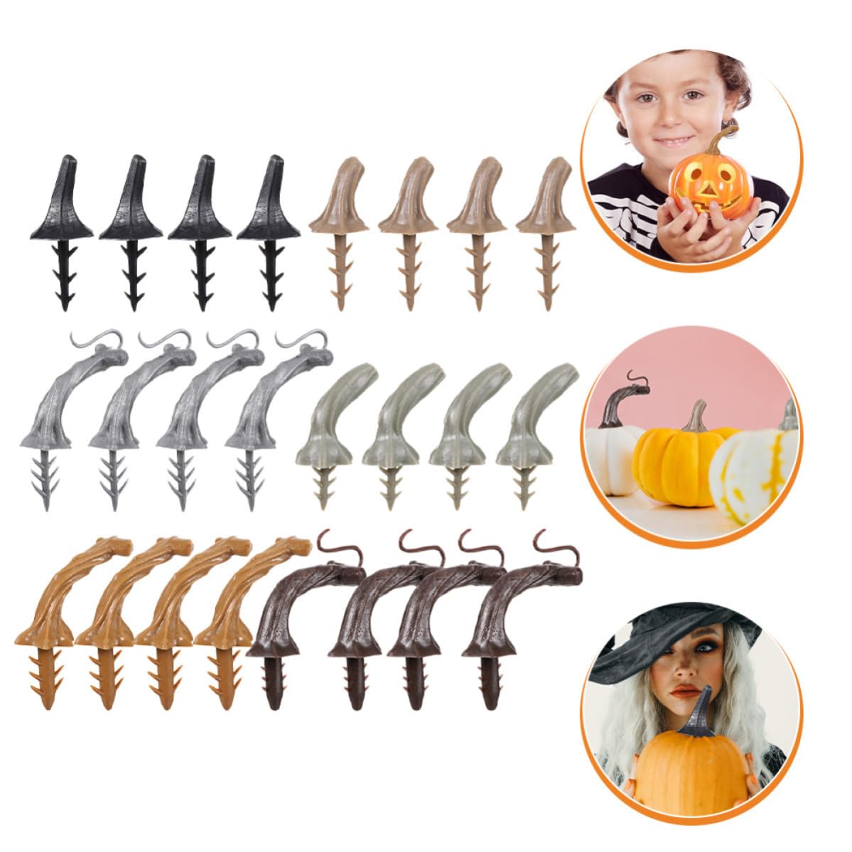 OSALADI 120 Pezzi Manico di Zucca Decorativo in Plastica Realistico e Vivido per Addobbi di Halloween e Festa del Ringraziamento, per Decorazioni Autunnali e Fai-da-te