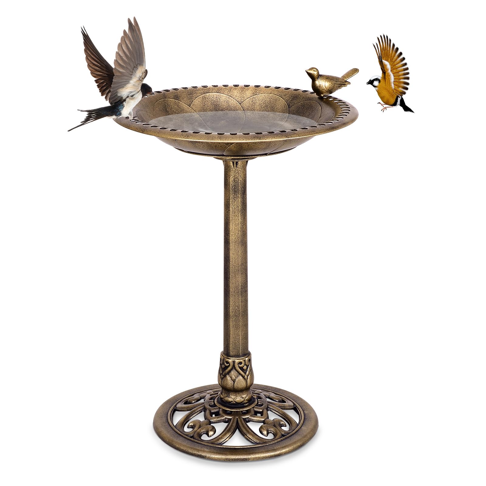 MNRYLKB Vasca per uccelli in metallo per esterni, vasca per uccelli e mangiatoia per uccelli, vasca per uccelli autoportante, decorazione per giardino e cortile (rusty, stile A