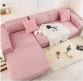 ANAZOZ Housse Canapé 4 Places 235-300CM Couleur Pure Rose Protecteur de Sofa