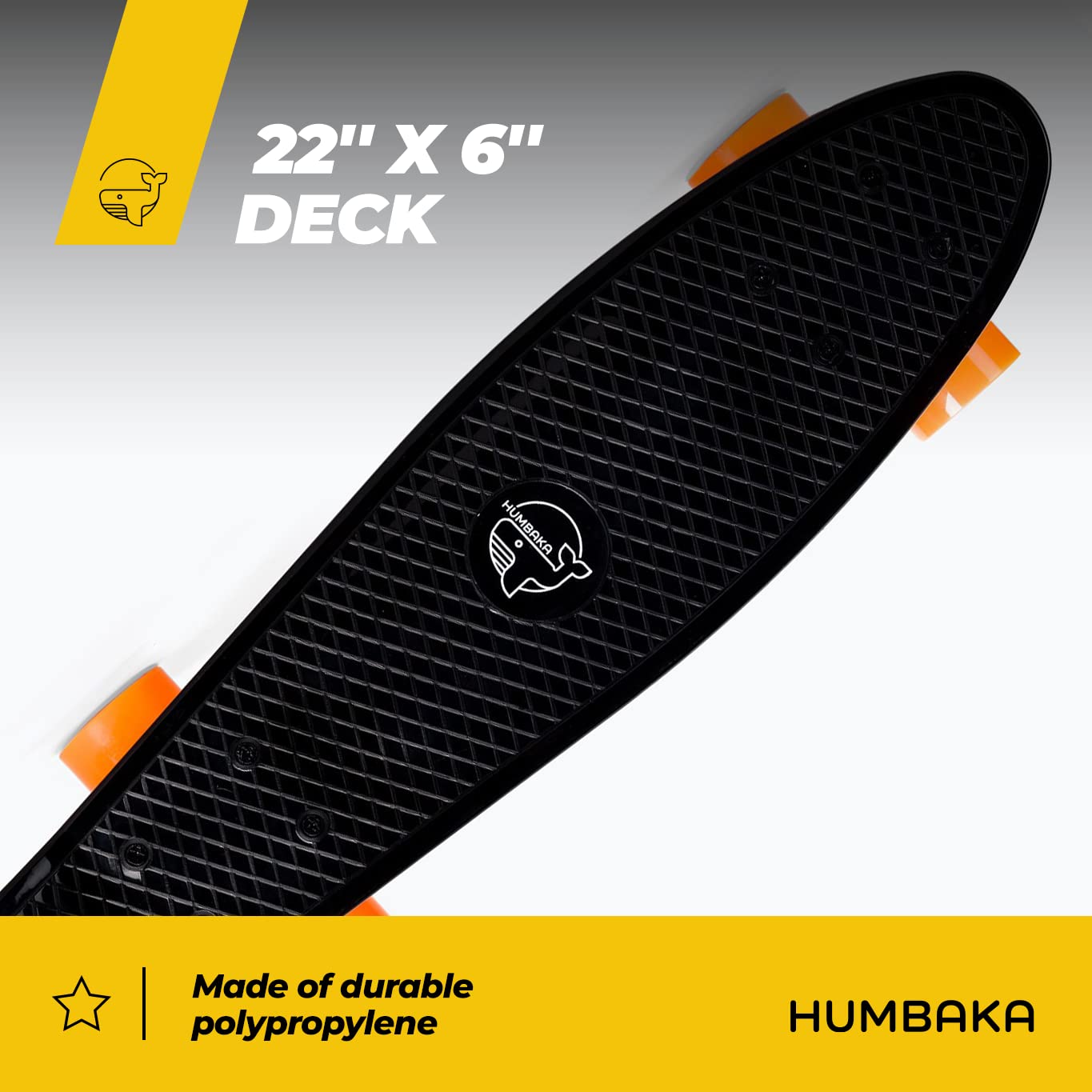Fisk HT-891579 Skateboard pour enfant avec camion en aluminium et roulements ABEC-7 pour les loisirs Roues en polyuréthane teinté noir Skateboard classique