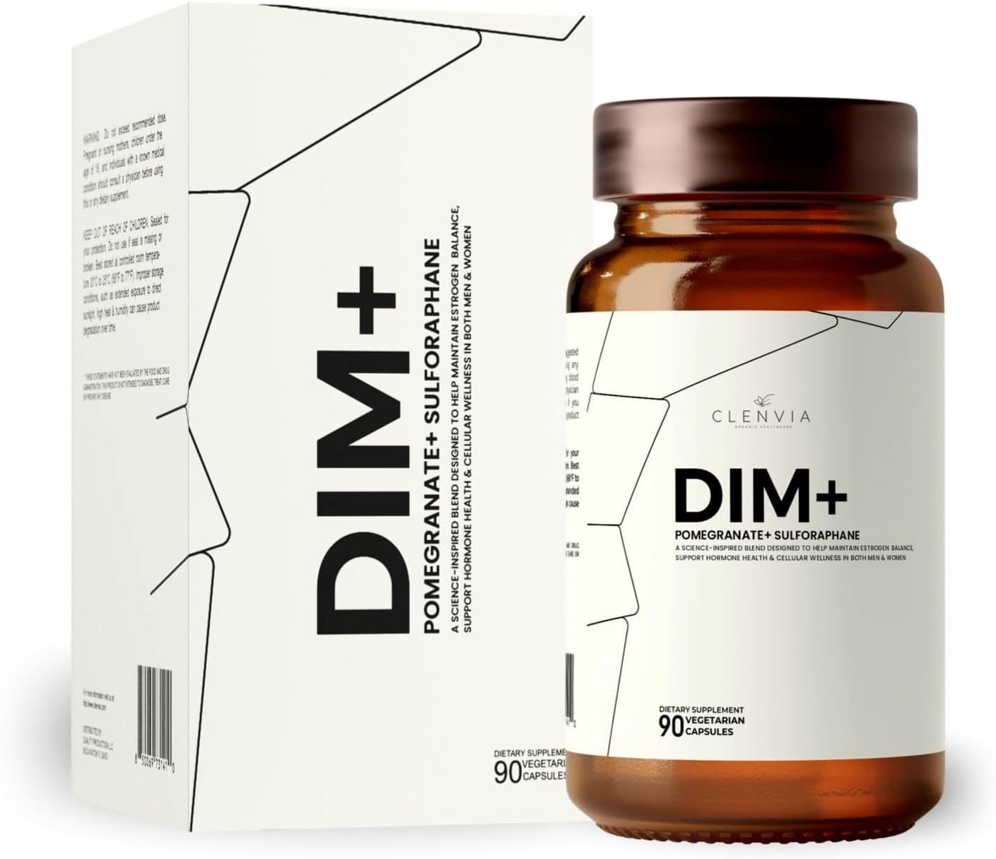 DIM Supplement with Pomegranate & Sulforaphane – Estrogen Supplement for Women and Men – Diindolylmethane with Antioxidant Ingredients – 90 Capsules, Vegan Formula with SGS & Fruit Extracts & Non-GMO