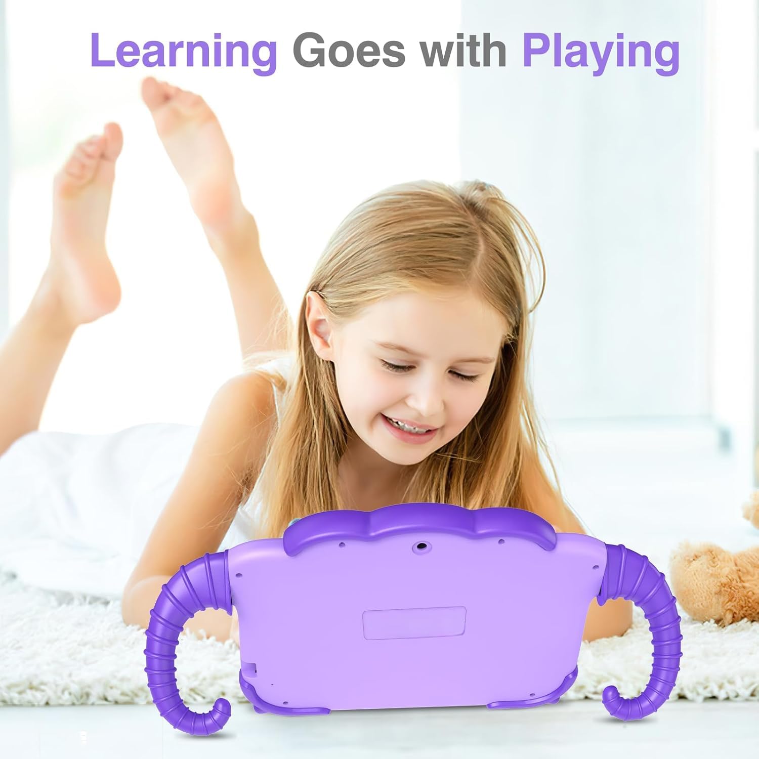 Tableta Infantil de 7 Pulgadas para Niños de 3-14 Años, Android con Funda, 2 GB+32 GB, Protección, GMS Certified, WiFi, Cámara Dual, Google Play Store