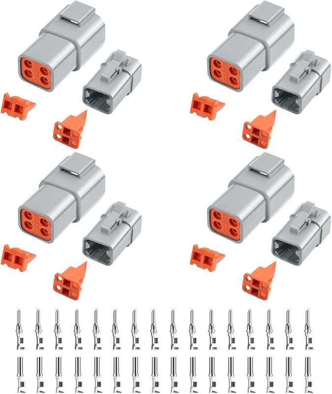 Kit de conectores elétricos Deutusacc Deutsch DTP 4 pinos IP67 – 4 conjuntos